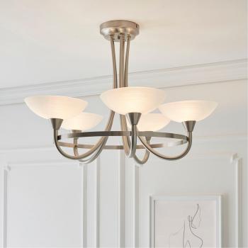 VOGUE CAGNEY 5 LIGHT SEMI FLUSH CEILING FITTING CHROME GOLD