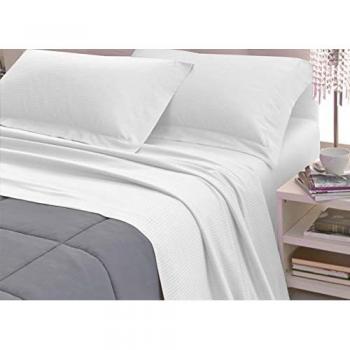 Raso Cottone 5mm Rigato – Completo Letto Piazza & Mezza – Colore Bianco