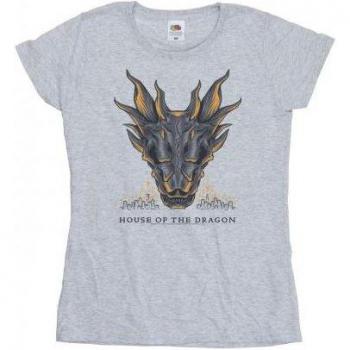 Camiseta de Algodón para Mujer House Of The Dragon con Llamas de Dragón - Gris Talla S