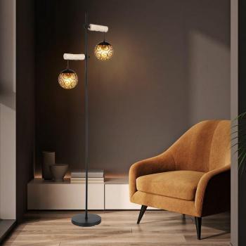 Lampe d'appoint salon à réglage – cadre métal noir, deux douilles E27
