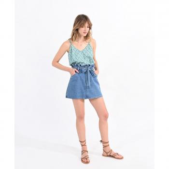 Jupe courte en denim avec nœud