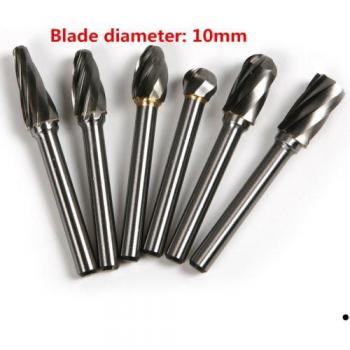 Fixmee 6pcs 6x10mm ACDEFL Tungsten Carbide 8 Flutes Rotary Burrs Set
