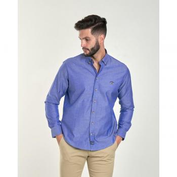 Camisa Regular Azul Liso Spagnolo