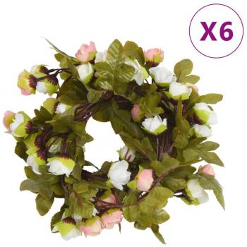 VIDAXL Ghirlande Fiori Artificiali Natale 6 pz Champagne 215 cm