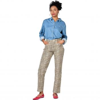 F.A.M. Paris – Damen Boyfriend Jeans Manon Leopardenmuster (Mehrfarbig) S