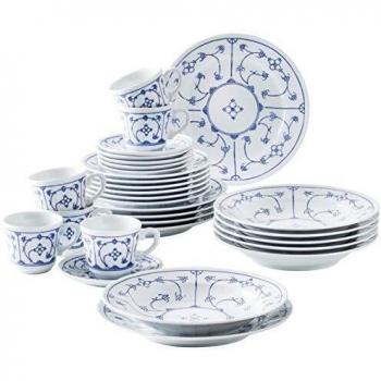 Kahla Blau Saks - Indisch Blau - Stohblumenmuster Kombiservice