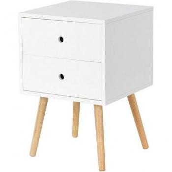 Beistelltisch Holz 40x40cm mit Stauraum und Kautschukbeinen – weiß