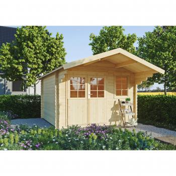 Kellenberg 2 – KONIFERA Blockbohlenhaus inklusive Hochbeet (100 × 200 × 70 cm)