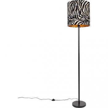 Modern Lamp Stand Negro 40cm con Pantalla Zebra – Ideal para LEDs de 60W