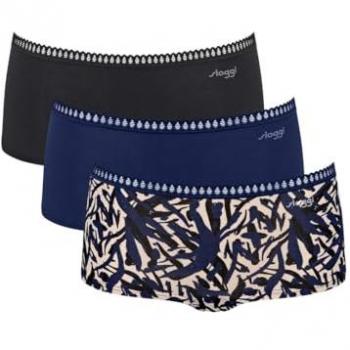Sloggi 3P GO Crush Hipster Shorts Schwarz/Blau Baumwolle XX-Large Damen