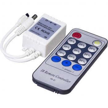 Single Color LED Tape Dimmer Remote Control 0%-100% DC 12V-24V 6A 144W IR 14 Key