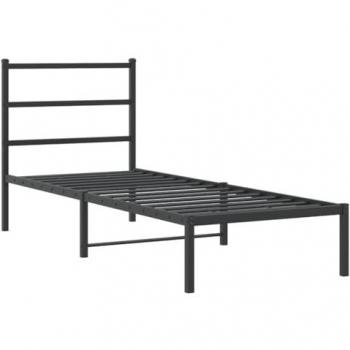 DEvidaxl Metallbett mit Stauraum grau/schwarz 90x95x207 cm