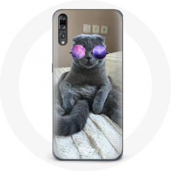 Custodia per Huawei P20 Chat con Occhiali Violetti