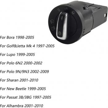 VW Headlight Control Switch 1995-2005 - Jetta Bora Golf MK4 Passat B5 Beetle T5 Polo 9N Sharan Lupo 3BD941531