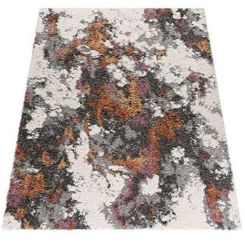 Tappeto Salotto Moderno Shaggy Lungo Motivo Astratto 3D Vintage 160x220 cm Multicolore