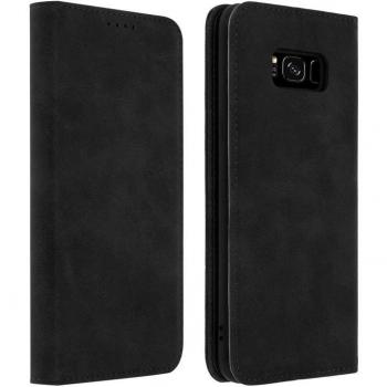Custodia Portafoglio Vintage Nera per Samsung Galaxy S8 Plus con Funzione Supporto e Silicone