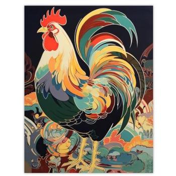 Artery8 Cockerel Cock Rooster Modern Vibrant XL Poster (24x32)