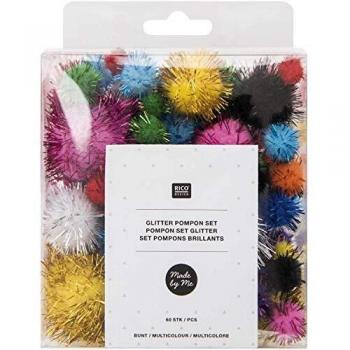 Rico Design - Set di 60 Pompon Lucidi Multicolori