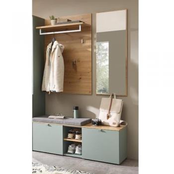 Lomadox Garderoben-Set BLISS-36, 3-St., grün matt Eiche