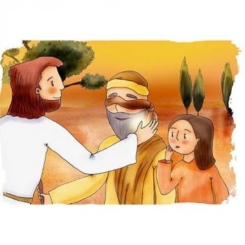 Jesus heilt einen blinden Mann – Handgemachtes Kunstwerk 120x80 cm