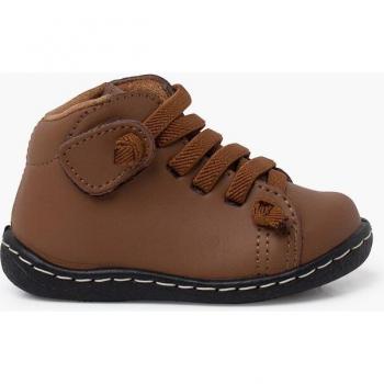 Bottines enfant Pisamonas en cuir lavable à lacets flexibles