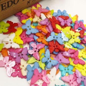 Butterfly Shape 2-Hole Plastic Buttons - Mixed Colors - PT108 (10/50/100 pcs)