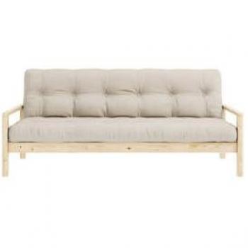 Canapé-lit Knob en bois clair avec futon beige - Karup Design