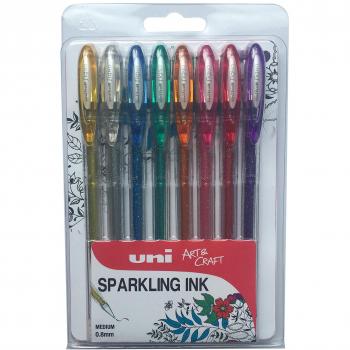 Sparkling Gel Pen Uni Ball Signo UM 120SP – 8‑Pack