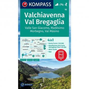 KOMPASS-Karten GmbH Kompass Wanderkarte 92 Chiavenna/val Bregaglia 1:50.000: 4in1 Wanderkarte Mit Aktiv Guide Und Detailkarten Inklusive Karte Zur Offline Verwendung In Der Kompass-App. Fahrradfahren. Skitouren.