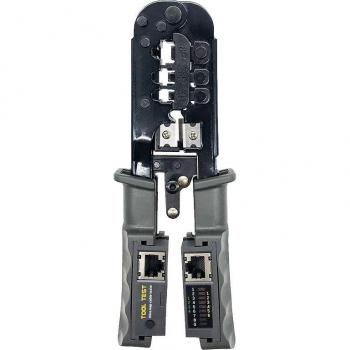 RJ45 Crimp & Test Tool for Cat7/6/5 + RJ11/12 – Metal Clip Network Cable Tester
