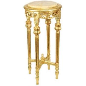 Goldener Barock Beistelltisch mit cremefarbener Marmoroberfläche