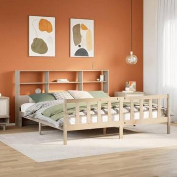 VidaXL Bookcase Bed without Mattress 180x200 cm Super King Solid Wood Pine