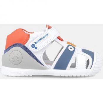 Biogateo Sandalia Niño Biomecánicas Rejilla Blanco Azul Naranja