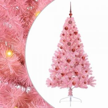 VidaXL Albero Natalizio Rosa 150 cm con Illuminazione Incorporata in PVC