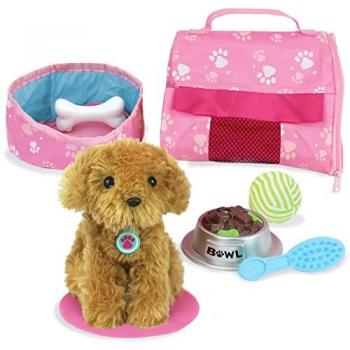 Sophia's by Teamson Kids Plush Puppy with Carrier and Accessories for 18 Dolls