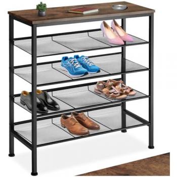 Brown Industrial Shoe Cabinet Bournemouth – 4-Grid Shelf Design