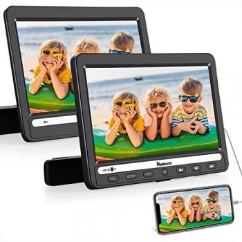 NAVISKAUTO Lecteur DVD Portable Voiture Double Ecran supporte HDMI Input Région Libre USB Autonomie de 5 Heures 7 Pouce (Deux Lecteurs DVD Deux Moniteurs)