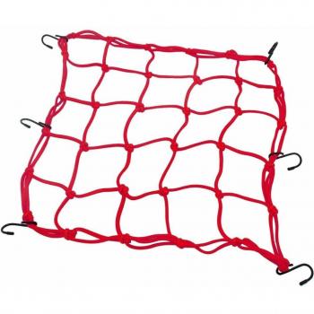40x40cm Elastic Motorcycle Cargo Net with Helmet Holder and 6 Adjustable Hooks