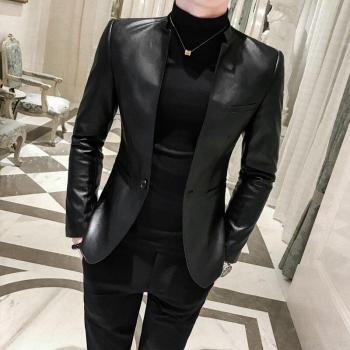 Men's Slim Fit PU Leather Jacket