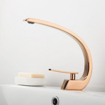 Lavamanos Estilo Curvo en Bronce Negro con Grúa Cromada