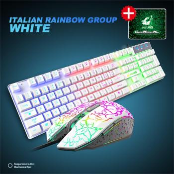 Ergonomic T13 Italian Keyboard with Rainbow Backlight and 2400DPI Mouse