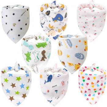 8-Pack Baby Bandana Bibs - Super Soft Organic Cotton for Boys & Girls