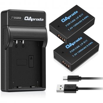OAproda 2 Pack LP-E17 Battery and Rapid USB Charger for Canon EOS Rebel SL2, T6i, T6s, T7i, 200D, 750D, 760D, 8000D