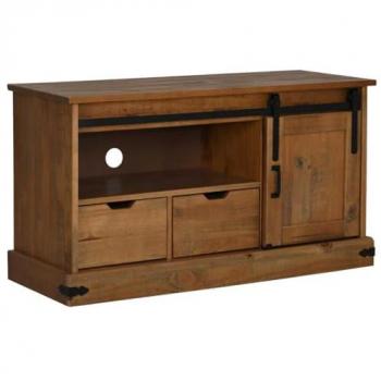 Halden Mobile TV con Porta Scorrevole 110×40×60 cm – Legno Massiccio