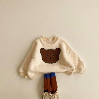 Thick Warm Sweatshirt for Kids with Bear Print