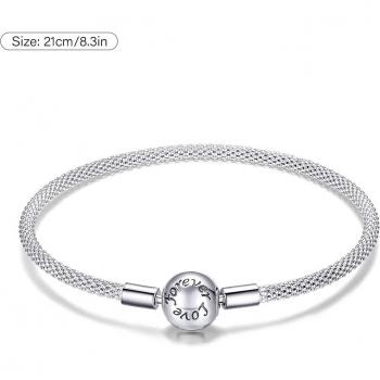 Pulsera de Cadena para Mujer con Cierre Redondo, Plata Auténtica