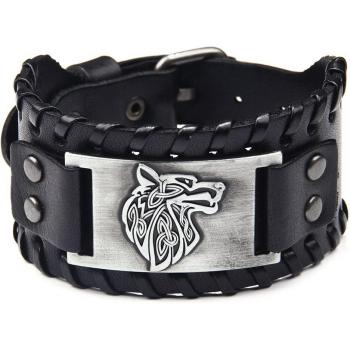 Adjustable Viking Wolf Head Bangle for Men