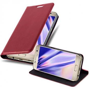 Cubierta protectora en rojo manzana con tarjetero y soporte para Galaxy S7