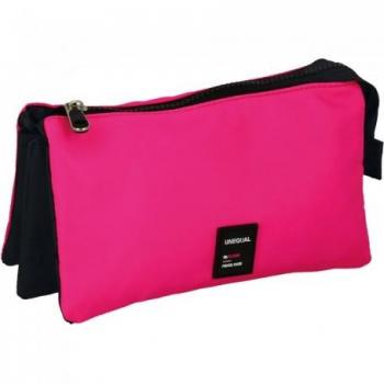 Estuche Organizador Triple Unequal Flúor Rosa 23.5X12X14Cm