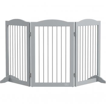 Pawhut Freestanding Pet Gate - Grey